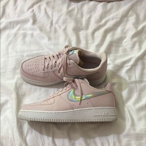 Nike Pink Sneakers with Iridescent Swoosh